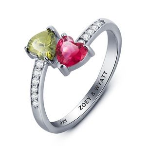 Personalized Birthstone Ring 925 Sterling Silver